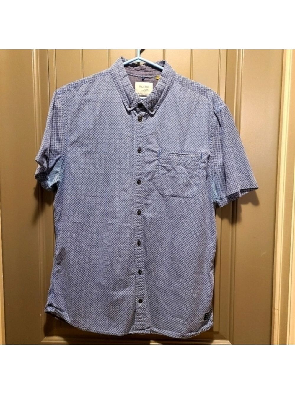 Blend Global Jeansmaker Blue Chambray Button Down Shirt Short Sleeves Size XL